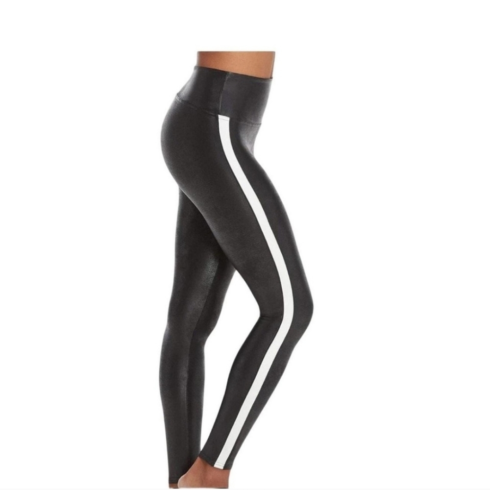 Spanx Faux Leather Black White Leggings